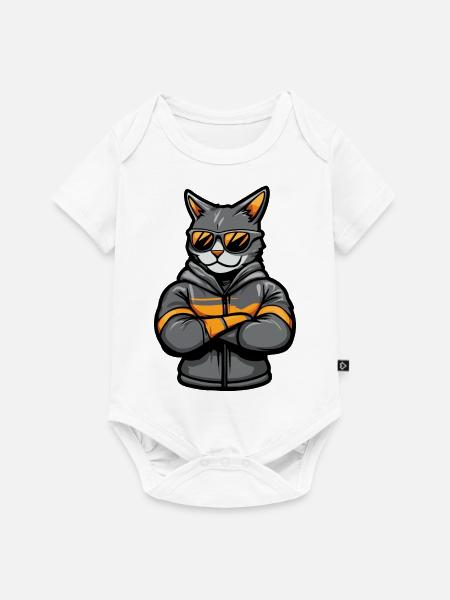 Katze Comic - Baby Premium Kurzarmbody - Weiß