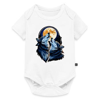 Wölfe bei Vollmond - Baby Premium Kurzarmbody - Weiß - Vorne