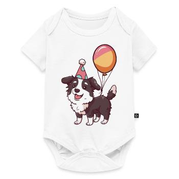 Border Collie Chiens Anniversaire Bande dessinée Mignon - Body à manches courtes Premium Bébé - blanc - Devant
