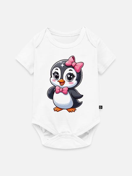 Mädchen Pinguin - Baby Premium Kurzarmbody - Weiß