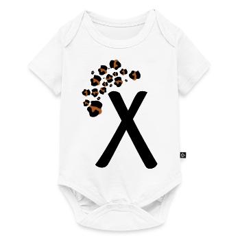 Lettre x motifs léopard - Body à manches courtes Premium Bébé - blanc - Devant