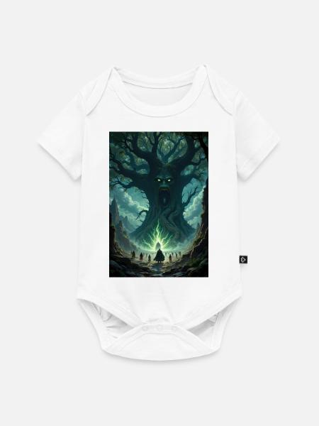 Fantasie Baum Bild. - Baby Premium Kurzarmbody - Weiß