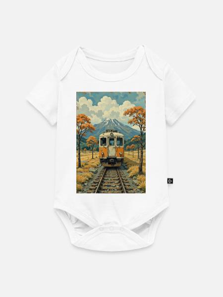 Retro Zug Bild - Baby Premium Kurzarmbody - Weiß