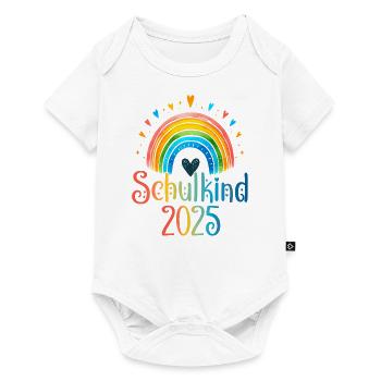 Schulkind 2025 Regenbogen Mädchen Einschulung 2025 - Baby Premium Kurzarmbody - Weiß - Vorne