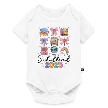 Schulkind 2025 Regenbogen Mädchen Einschulung 2025 - Baby Premium Kurzarmbody - Weiß - Vorne