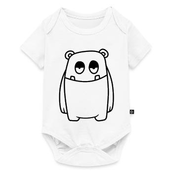 Monster Fröhlich – Lustiges Kawaii Comic Design - Baby Premium Kurzarmbody - Weiß - Vorne