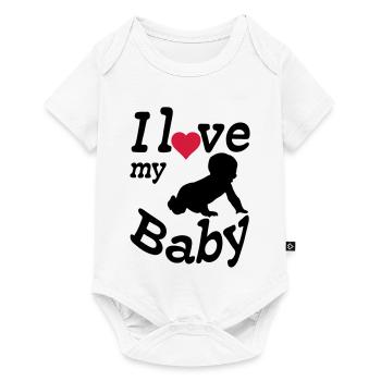 I love my Baby, Kind, Geburt, Eltern, Geschenk - Baby Premium Kurzarmbody - Weiß - Vorne