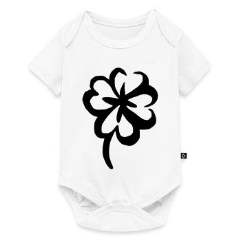 Kleeblatt Glücks-Symbol - Baby Premium Kurzarmbody - Weiß - Vorne