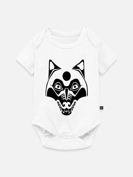wolf - maske mond - Baby Premium Kurzarmbody - Weiß