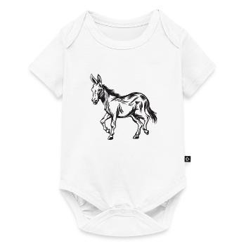 Âne silhouette âne mule têtu cadeau - Body à manches courtes Premium Bébé - blanc - Devant