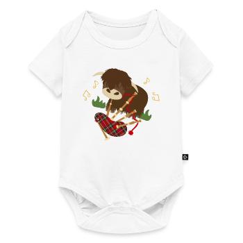 Highland Cattle Play Bagpipes - black - Baby Premium short-sleeve bodysuit - white - Front