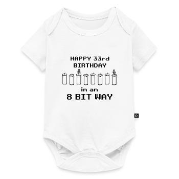 binaire joyeux anniversaire 8bit 33 anniversaire nerd gamer - Body à manches courtes Premium Bébé - blanc - Devant