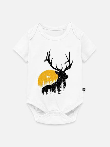 Hirsch - Baby Premium Kurzarmbody - Weiß