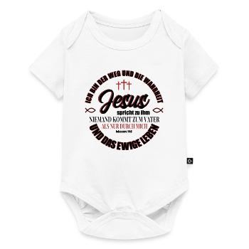 Jesus Christus Shirt Bibelvers Ich bin der Weg - Baby Premium Kurzarmbody - Weiß - Vorne