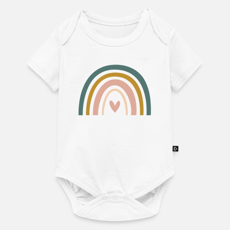 Regenbogen-Design - Baby Premium Kurzarmbody - Weiß
