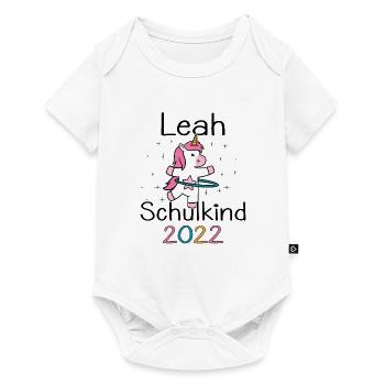 Einschulung 2022 Leah Einhorn Erstklässler 2022 - Baby Premium Kurzarmbody - Weiß - Vorne