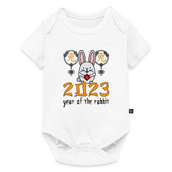 Personnage de lapin chinois Nouvel An 2023 - Body à manches courtes Premium Bébé - blanc - Devant