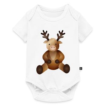 goldiges Rentier als tierischer Begleiter - Baby Premium Kurzarmbody - Weiß - Vorne