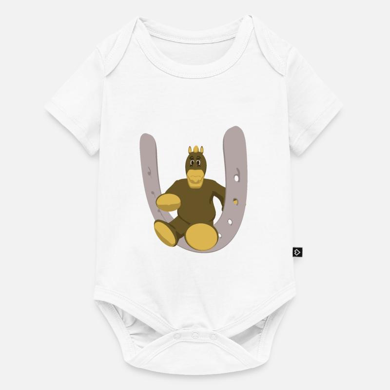 Pferd mit Hufeisen - Baby Premium Kurzarmbody - Weiß