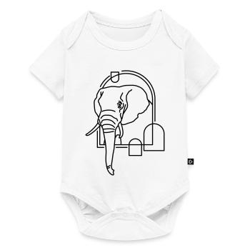 Éléphant en forme géométrique - Conception d’art au trait - Body à manches courtes Premium Bébé - blanc - Devant