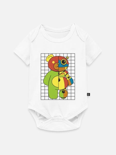 Teddybär, Roboter - Baby Premium Kurzarmbody - Weiß