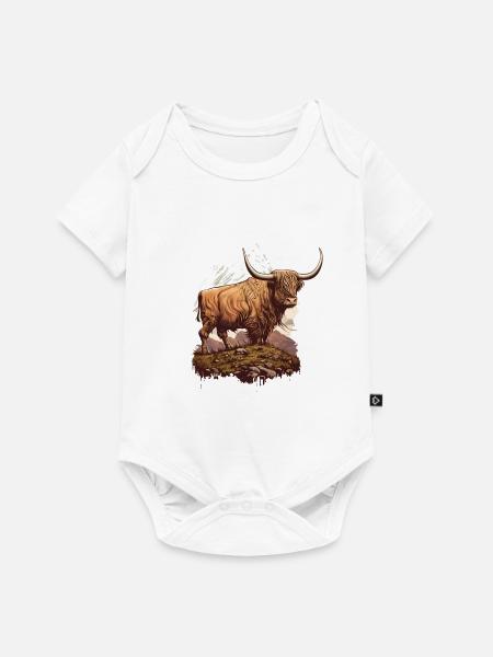 Hochlandkuh - Baby Premium Kurzarmbody - Weiß