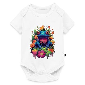 Frosch bunt farbig Tier Ampibie Lurch Teich - Baby Premium Kurzarmbody - Weiß - Vorne