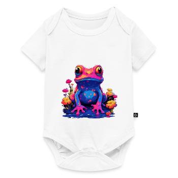 Frosch bunt farbig Tier Ampibie Lurch Teich - Baby Premium Kurzarmbody - Weiß - Vorne
