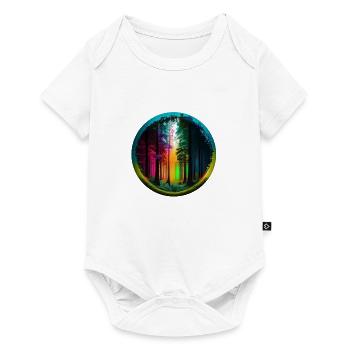 Blick in Wald bunt kreisrund freigestellt - Baby Premium Kurzarmbody - Weiß - Vorne