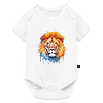Cute lion watercolor art - Baby Premium short-sleeve bodysuit - white - Front