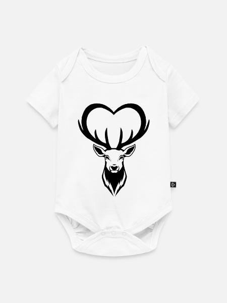 Schwarzes Hirschherz - Baby Premium Kurzarmbody - Weiß