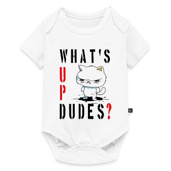 whats up dudes? Angry Cat - Baby Premium Kurzarmbody - Weiß - Vorne