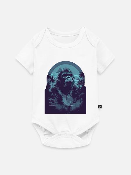 Blauer Gorrile - Baby Premium Kurzarmbody - Weiß