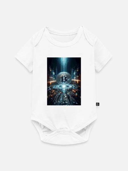 Futuristisches Bitcoin Digital Artwork - Baby Premium Kurzarmbody - Weiß