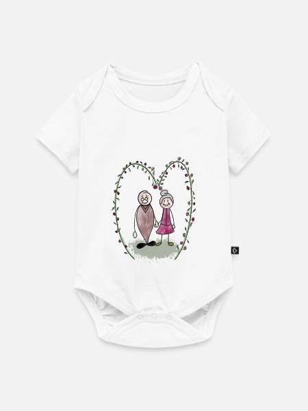 Herzliche Großeltern im Blumenherz - Baby Premium Kurzarmbody - Weiß