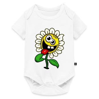 Drôle de fleur heureuse / fleur folle - Body à manches courtes Premium Bébé - blanc - Devant
