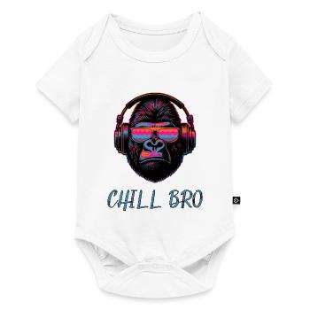 CHILL BRO - Cooler Affe mit Sonnenbrille Kopfhörer - Baby Premium Kurzarmbody - Weiß - Vorne