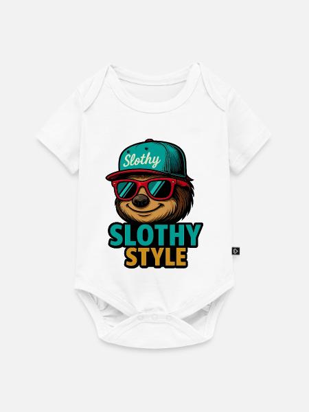 Slothy Style – Sloth Streetwear - Baby Premium Kurzarmbody - Weiß