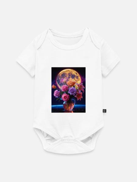 Himmlische Blüte bei Vollmond - Baby Premium Kurzarmbody - Weiß