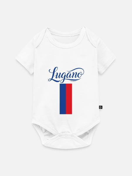 Lugano Stadtflagge Stilvoll Design - Baby Premium Kurzarmbody - Weiß