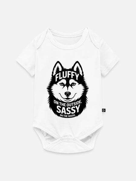 Husky Flauschiger Frecher Lustiger Hund - Baby Premium Kurzarmbody - Weiß
