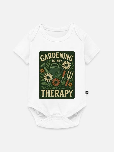 Gartenarbeit ist meine Therapie Blumendesign - Baby Premium Kurzarmbody - Weiß