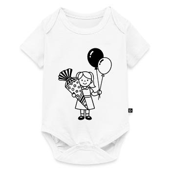 School enrollment girl with school cone - Baby Premium short-sleeve bodysuit - white - Front