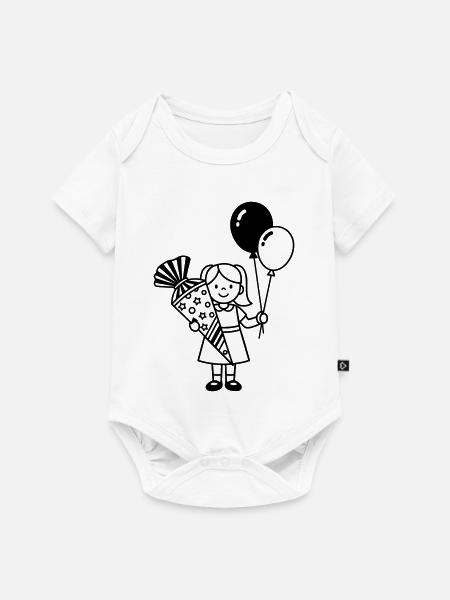 Einschulung Mädchen mit Schultüte - Baby Premium Kurzarmbody - Weiß