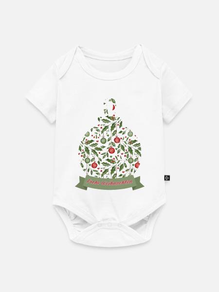 Weihnachtskugel mit Text Frohe Weihnachten - Baby Premium Kurzarmbody - Weiß