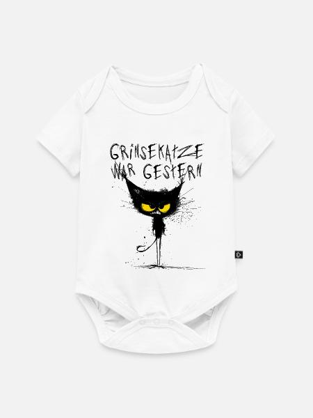 Grimmige Katze - Grinsekatze war gestern - Baby Premium Kurzarmbody - Weiß