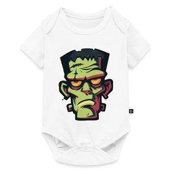 tête de zombie Halloween dessin - Body à manches courtes Premium Bébé - blanc - Devant