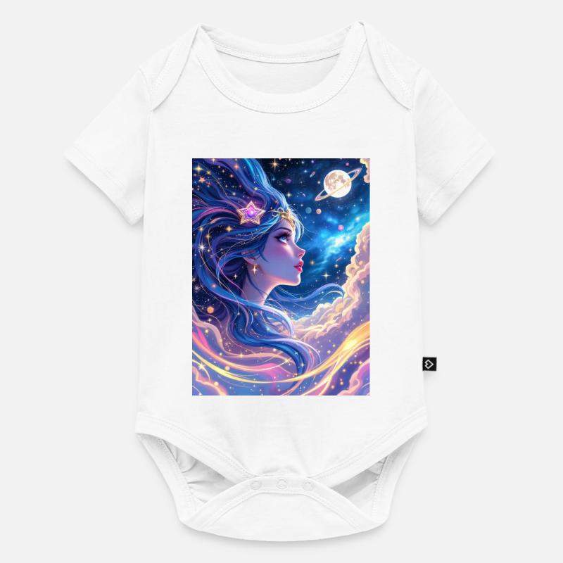 Fille dans la galaxie - Body à manches courtes Premium Bébé - blanc