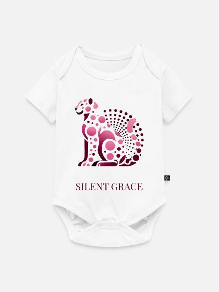 Silent Grace  elegante Katze - Baby Premium Kurzarmbody - Weiß