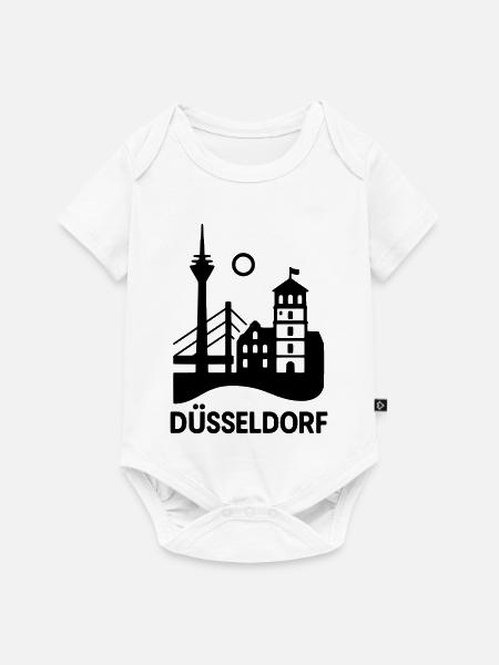Düsseldorf Wahrzeichen Silhouette - Baby Premium Kurzarmbody - Weiß